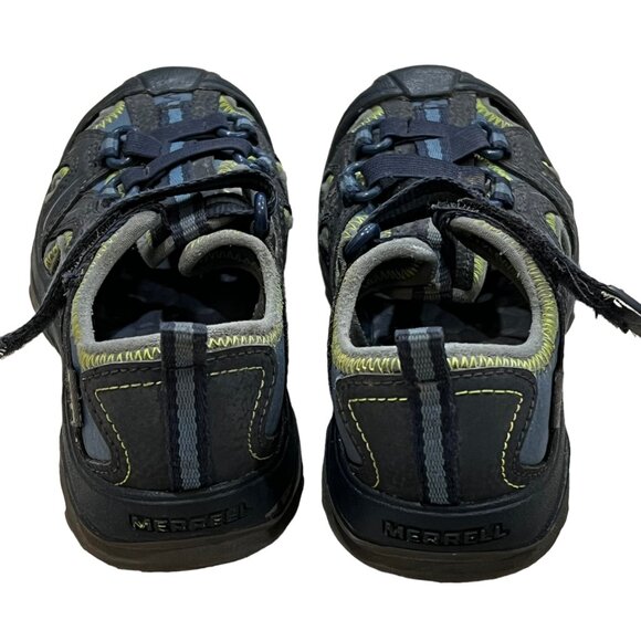 Merrell Boys Hydro Big Kid Youth Size 12 Leather Blue & Green Sandals MC53375 - Picture 2 of 4